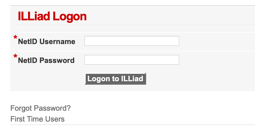 Illiad login page