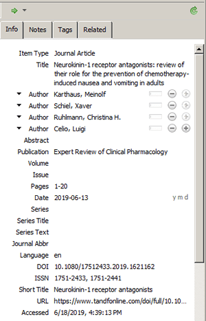 Screenshot of a reference added to Zotero by DOI.