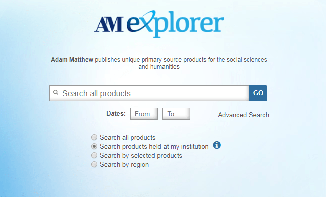 Screenshot of the AM Explorer homepage.