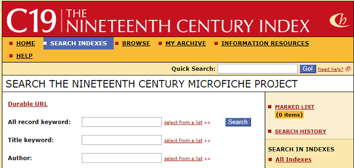 Screenshot of the C19 search page.