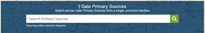 Screenshot of the Gale Primary Sources homepage.